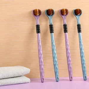 Adult Three Sided Soft Bristle Toothbrush 3D Stereoscopic Wrap Around Oral Cleaning Manual Toothbrush For Home Daily Use