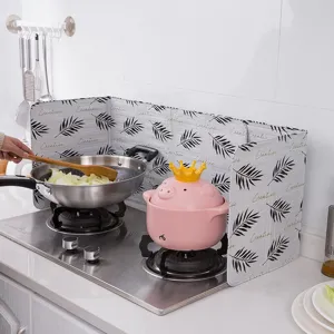 Foldable kitchen oil splash guard aluminum foil stove heat insulation baffle leaf pattern