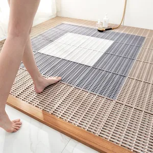 Waterproof Non Slip Bathroom Floor Mat PVC Hollow Drainage Shower Room Mat Interlocking Toilet Kitchen Foot Mat