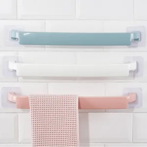 Wall mounted drill free towel rack for bathroom and toilet single bar storage holder