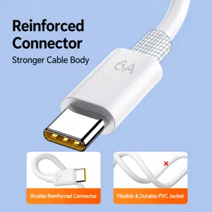 6A Schnelllade Type-C Ladekabel Langlebig Verstärkter Anschluss USB C Kabel für Handy