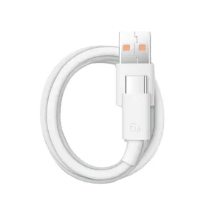 6A Schnellladekabel USB auf Typ-C Datenkabel Weißes Handyladekabel Schnelllader Neu