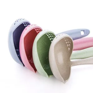Grande cuillère passoire à soupe en paille de blé 2en1 cuillère de drainage multicolore