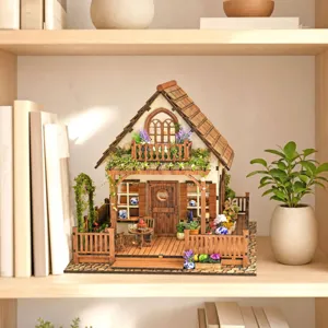 Gedetailleerde miniatuur DIY houten poppenhuis modelset voor plank decoratie cadeau