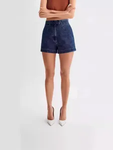 Women high waist denim shorts summer casual slim fit blue jeans stylish main image