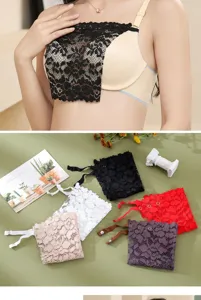 Pannello di modestia in pizzo copri scollatura per vestiti scollo V, accessorio reggiseno leggero.