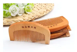 Peach wood comb thick fine tooth comb massage comb portable pocket hair comb for daily use