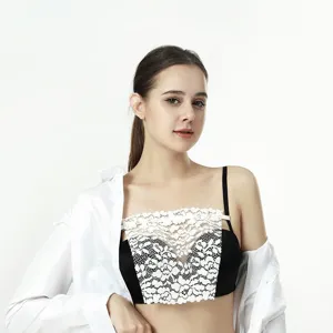 Top a fascia in pizzo anti-sbirciata finto colletto estivo traspirante intimo copriseno dettaglio