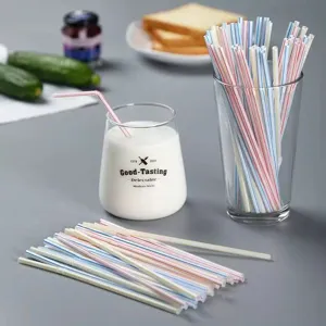 Disposable Colorful Bending Plastic Drinking Straws Flexible Long Juice Milk Tea Beverage Straws For Party Home