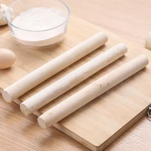Set van 3 houten deegrollers voor bakken, massief houten keukenrol voor deeg en pasta.