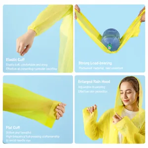 Thickened EVA waterproof adult rain coat with hood and elastic cuffs for outdoor travel.