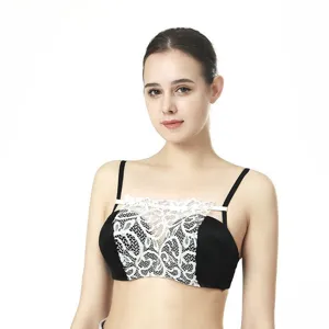 Donna nero bianco pizzo fascia top copriseno anti-riflesso estate inserto reggiseno biancheria
