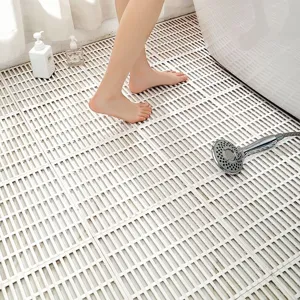 Anti-slip shower mat for bathroom waterproof plastic grid floor drain home essential