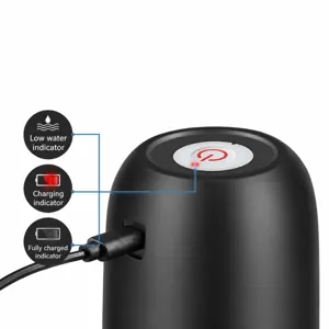 Electric bottled water pump dispenser with USB rechargeable design for home kitchen use.