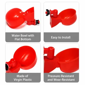 Red plastic poultry drinking cup automatic chicken water bowl for farm bird quail poultry feeder