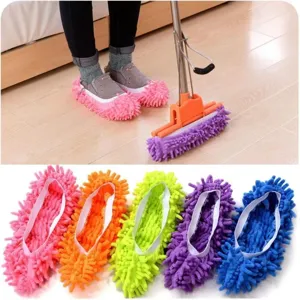 Chenille Bodenreinigungs-Moppschuhe Hausschuhe waschbare Staubwischschuhe fuer zu Hause