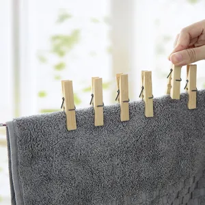 Wooden clothespins set for drying clothes and quilts, durable strong spring laundry clips.