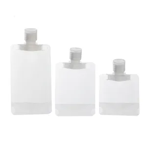 Pochette de voyage transparente rechargeable pour lotion cosmetique sac bec verseur.