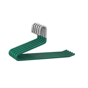 S-shaped stainless steel pants hanger, multi-layer anti-slip wardrobe storage rack, green.