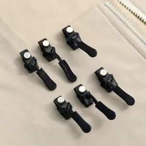 Detachable universal zipper repair pulls set, black replacement zipper heads detail view