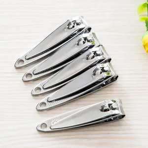 Stainless steel nail clipper detail view, durable sharp edge, household manicure tool set.