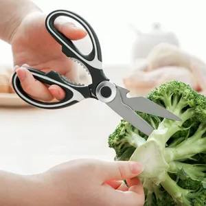 Multifunctional kitchen scissors for household use, stainless steel blades with ergonomic handle.