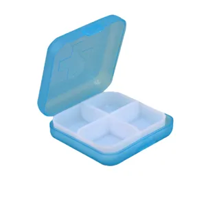 Tragbare 4-Fächer Kunststoff Pillenbox Organizer für die tägliche Reise Medizin Aufbewahrung.
