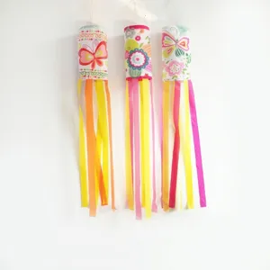 Spring Floral Garden Windsock Decorative Butterfly Flower Pattern Polyester Wind Spinner Outdoor Yard Decor Celebration
