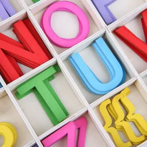 Vibrant wooden colorful alphabet letters set for early education and DIY crafts.