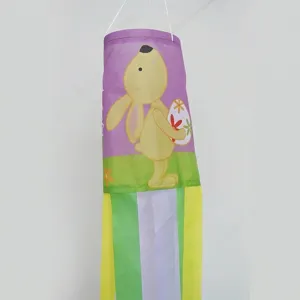 125cm Easter bunny and egg nylon windsock for spring garden outdoor decorative windsock