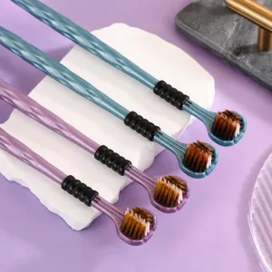 Three-sided adult toothbrush soft bristle 3D oral cleaning tool multi-color home use