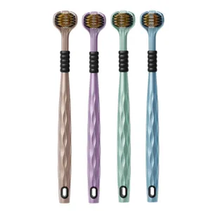 Triple-sided soft bristle adult toothbrush 3D multi-angle oral cleaning tool 4 pack