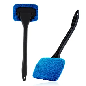 Car Windshield Defogging Cleaning Brush Automotive Window Glass Cleaner With Long Handle And Microfiber Cloth Car Cleaning Tool