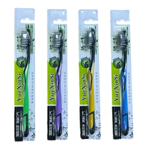Ensemble de brosses à dents souples au charbon de bambou pour adultes soins bucco-dentaires 4pcs