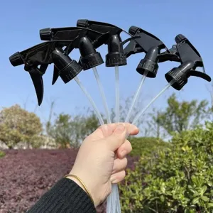 Universal replacement trigger spray nozzles with long dip tubes for household cleaning bottles.