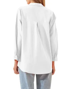 Camicia bianca casual a maniche lunghe da donna top ampio moda elegante vestibilità