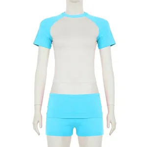 Detailed close-up view of the European and American raglan color-block casual sports set.