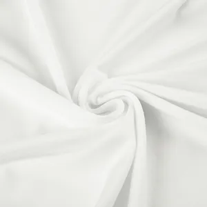 White solid color fabric material detail close up view, soft and comfortable textile swatch.