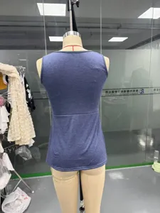 Women sleeveless V-neck slim fit twist waist casual tank top summer basic solid tee