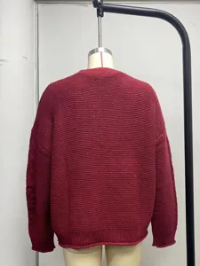 Solid color long sleeve knit cardigan casual loose outerwear for women autumn winter fashion style