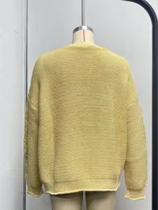 Women's solid color casual loose knit cardigan autumn winter long sleeve sweater outerwear.