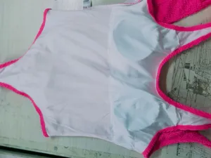 Women one-piece swimsuit candy color crinkle trim padded beachwear swimwear fashion sexy