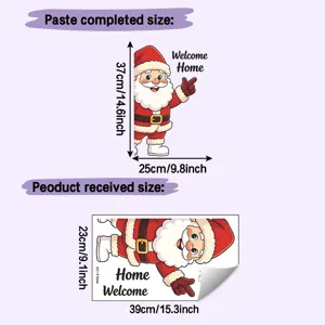 Detailed dimensions for cartoon Santa Claus wall sticker showing layout and sheet size.