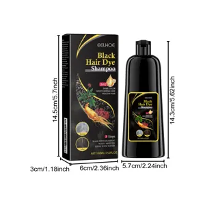 EELHOE Schwarzes Haarfärbe-Shampoo mit Kräuternutzen für glänzendes und gepflegtes Haar.