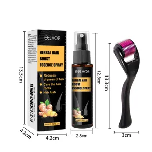 Eelhoe herbal hair growth essence spray with microneedle roller for scalp care and roots nourishment.