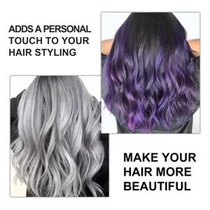 Temporäres Haarstyling-Wachs Detailbild mit lebendigen lila und silbernen Haarfarben.
