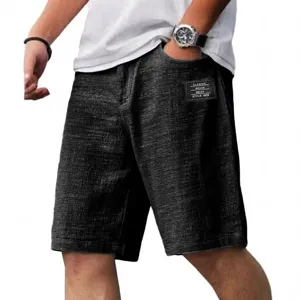 Pantaloncini casual da uomo testurizzati con toppa elegante per l'estate comoda.