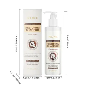 Shampooing réparateur eelhoe 100ml à l'huile de ricin et vitamines pour cheveux abîmés.