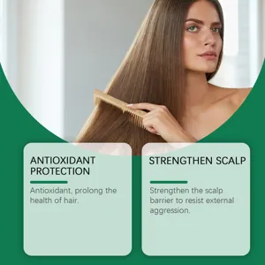 Tea tree shampoo detail showing antioxidant protection and scalp strengthening for healthy hair.