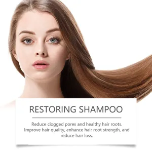 Vue detaillee du modele de shampooing presentant des racines saines et des soins du cuir chevelu.